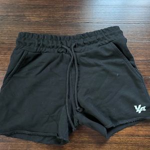 youngla mens small 5” inch black french terry gym shorts
